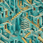 Surreal Staircases Pattern 1 Minky Fabric