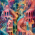 Surreal Staircases Pattern 2 Minky Fabric