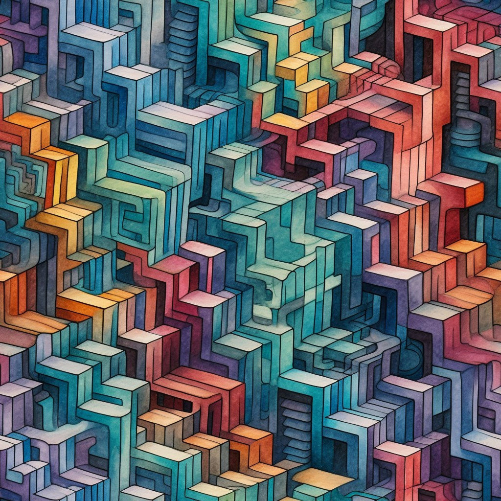 Surreal Staircases Pattern 3 Minky Fabric