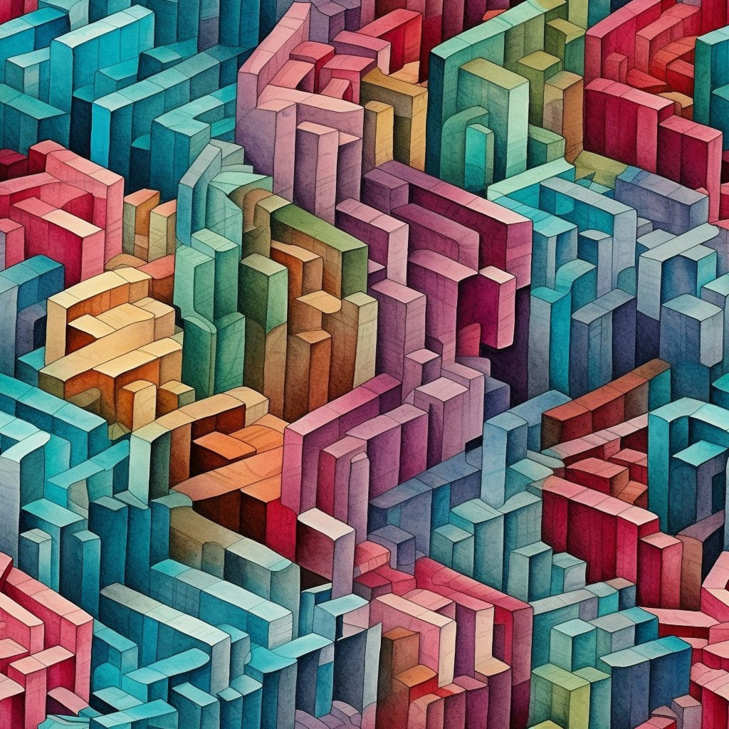 Surreal Staircases Pattern 4 Minky Fabric