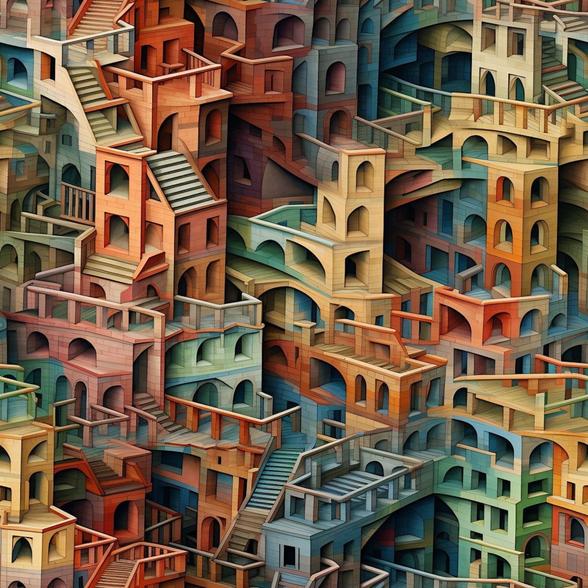 Surreal Staircases Pattern 5 Minky Fabric