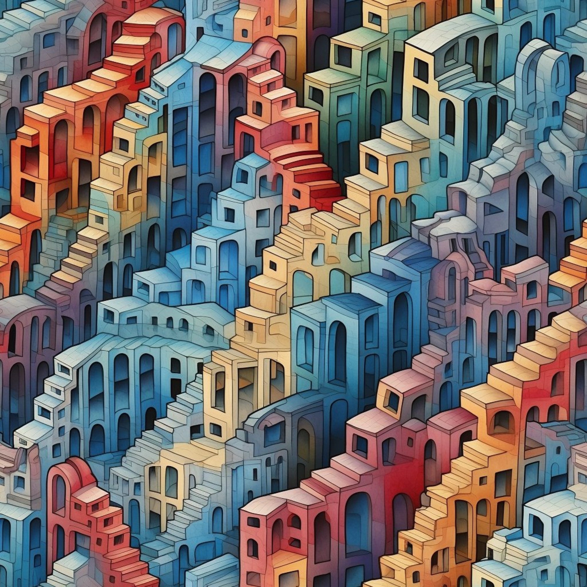 Surreal Staircases Pattern 6 Minky Fabric