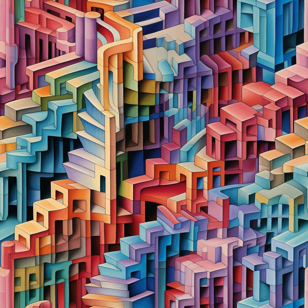 Surreal Staircases Pattern 8 Minky Fabric