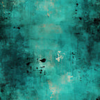 teal, turquoise, aqua, black, grunge, distressed, weathered, aged, vintage, textured, splattered, cracked, paint drips, abstract, moody, industrial,, fabric panel, worn surface, patina effect