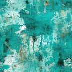 teal, turquoise, aqua, white, grunge pattern, distressed texture, weathered surface, peeling paint, abstract design, vintage style, rustic finish,, fabric panel, artistic splashes, aged appearance, textured background, modern grunge, crafting material, sewing fabric, contemporary art