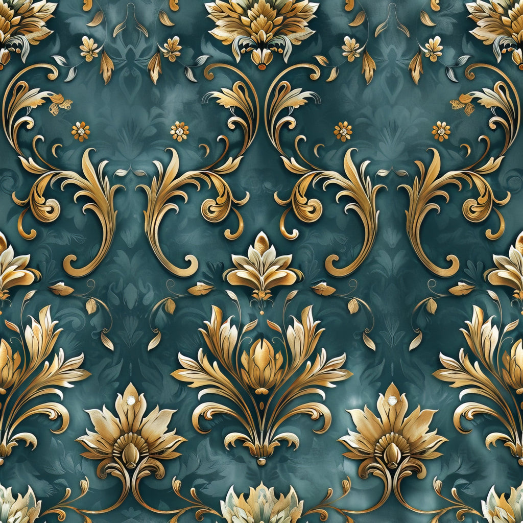Seafoam Scrollwork Pattern 4 Minky Fabric