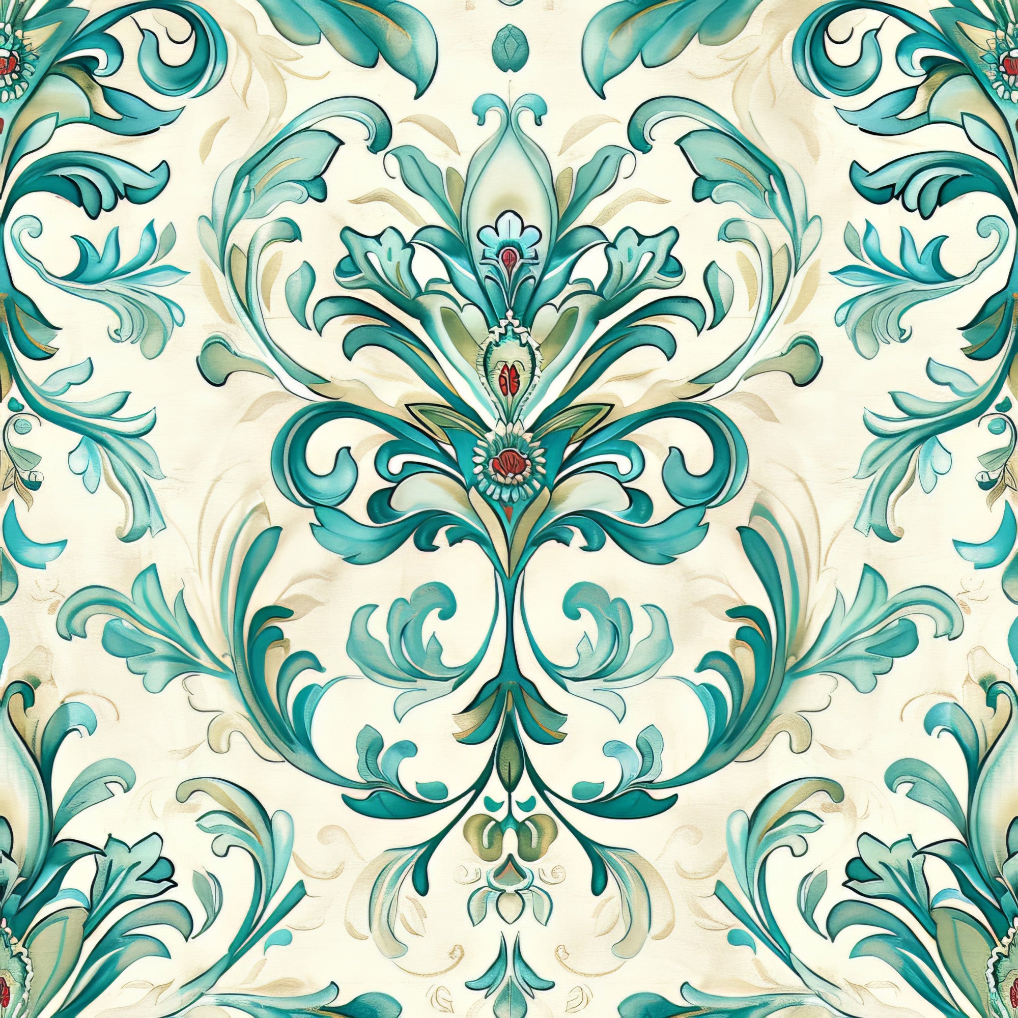 Seafoam Scrollwork Pattern 9 Minky Fabric