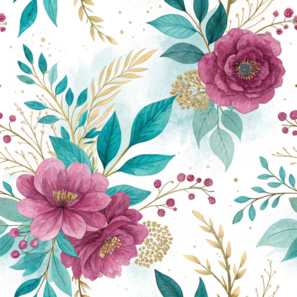 Gilded Fuchsia Garden Pattern 11 Minky Fabric