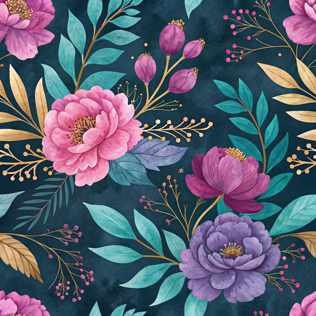 Gilded Fuchsia Garden Pattern 13 Minky Fabric