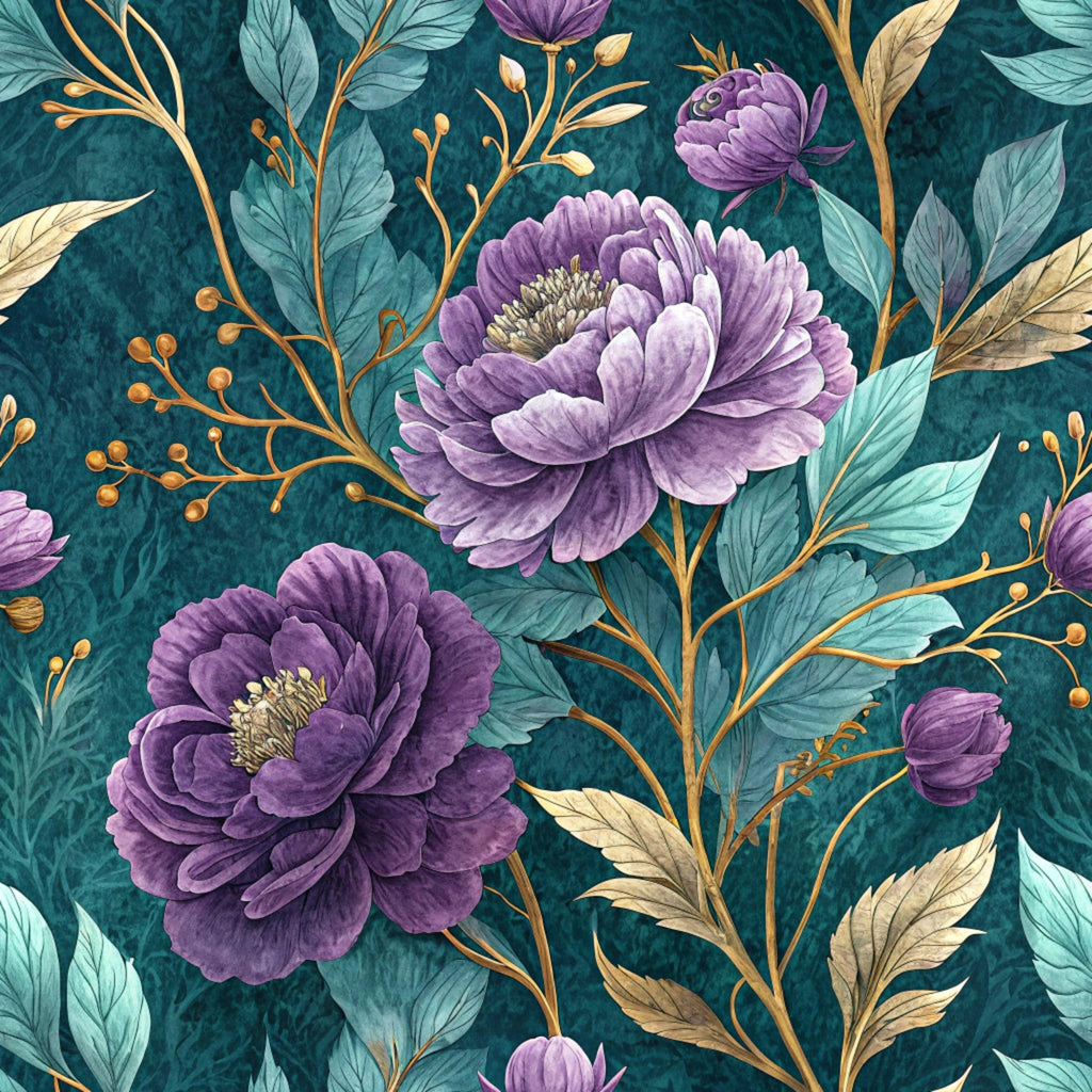 Gilded Fuchsia Garden Pattern 14 Minky Fabric