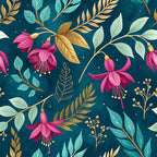 Gilded Fuchsia Garden Pattern 16 Minky Fabric