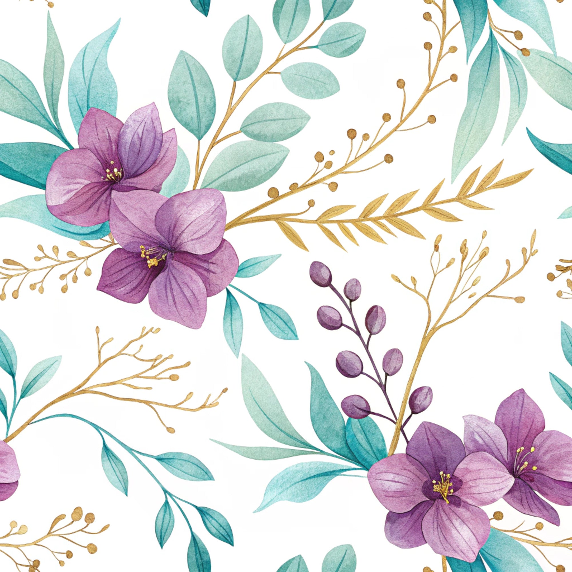 Gilded Fuchsia Garden Pattern 17 Minky Fabric