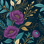 Gilded Fuchsia Garden Pattern 18 Minky Fabric