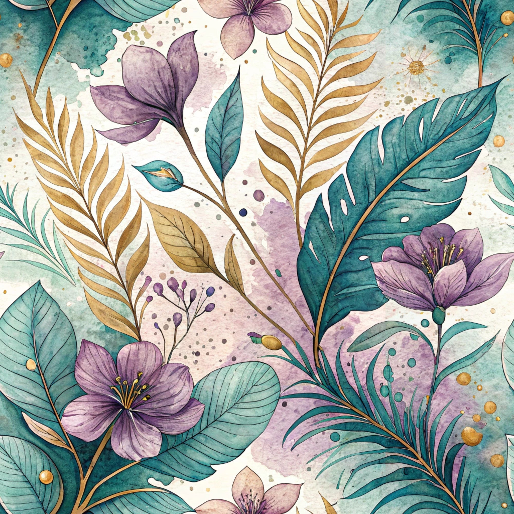 Gilded Fuchsia Garden Pattern 22 Minky Fabric