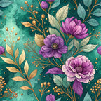 Gilded Fuchsia Garden Pattern 24 Minky Fabric