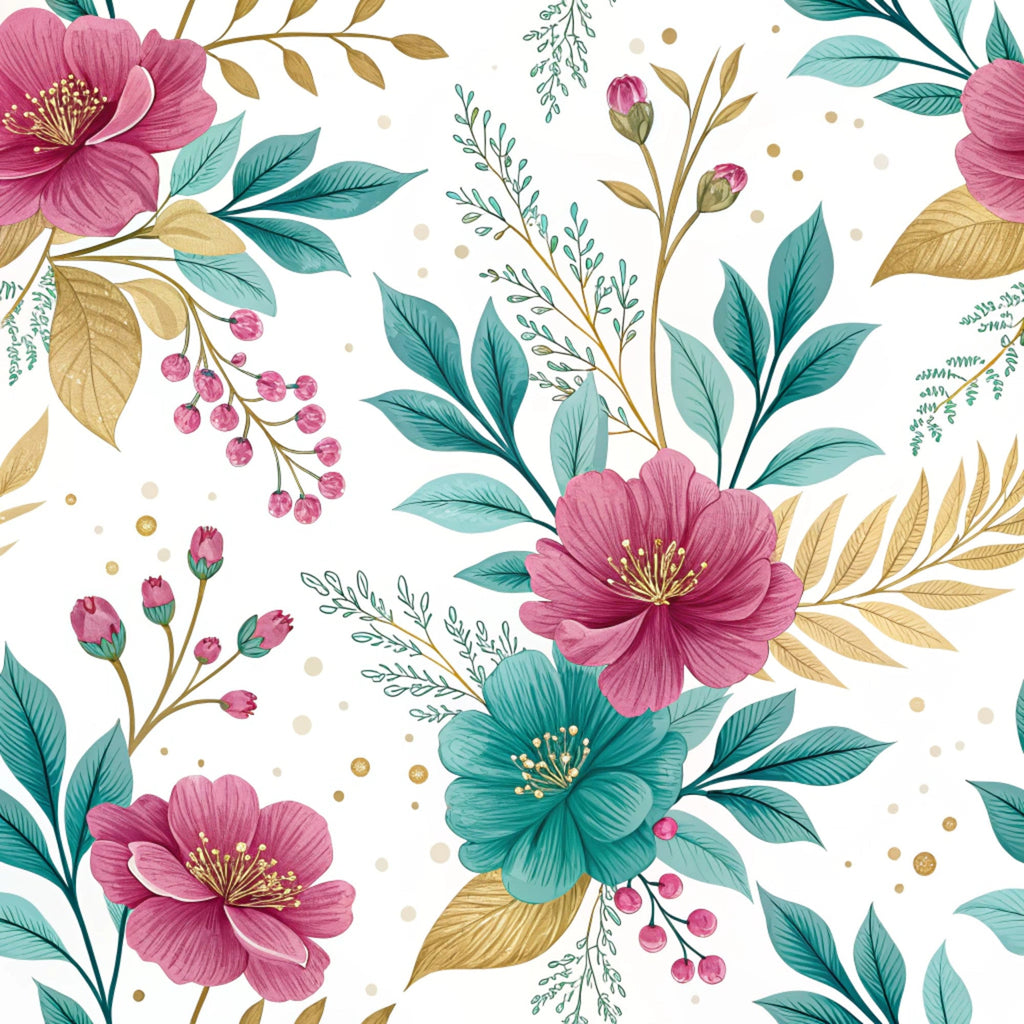 Gilded Fuchsia Garden Pattern 25 Minky Fabric