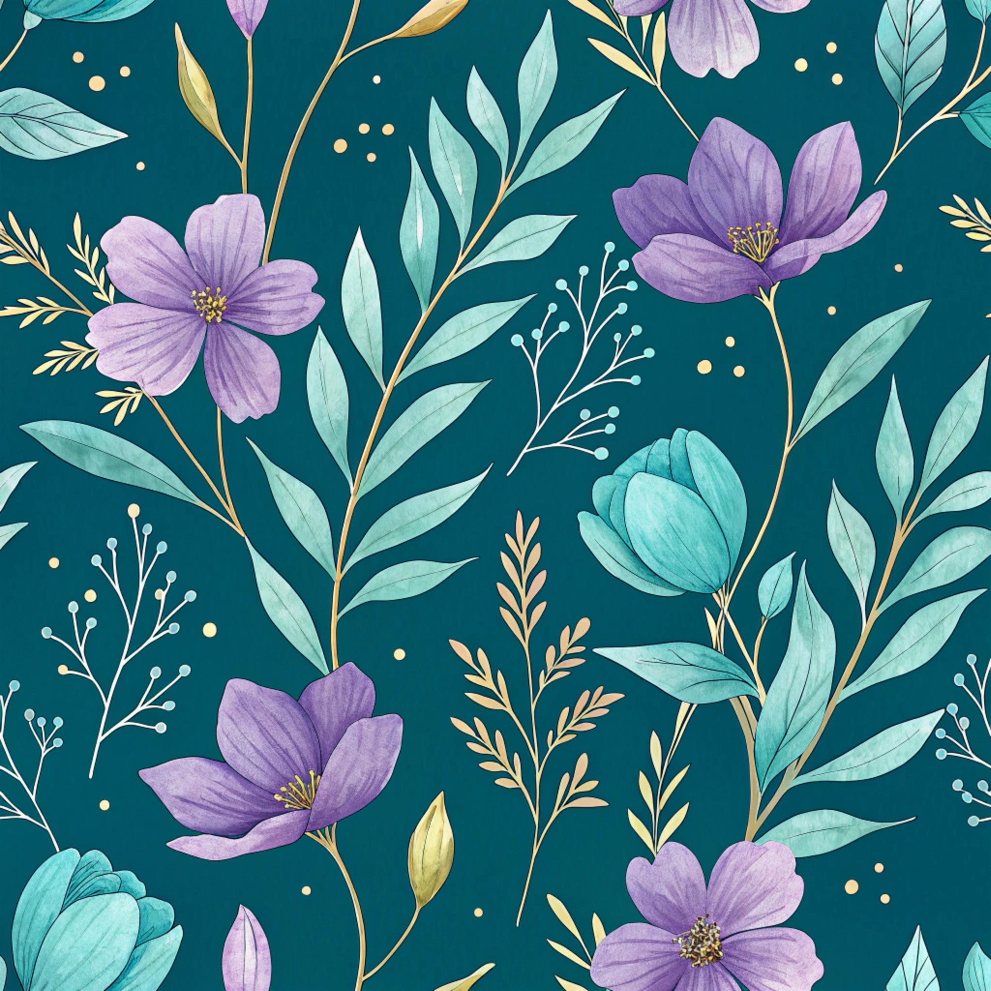 Gilded Fuchsia Garden Pattern 26 Minky Fabric