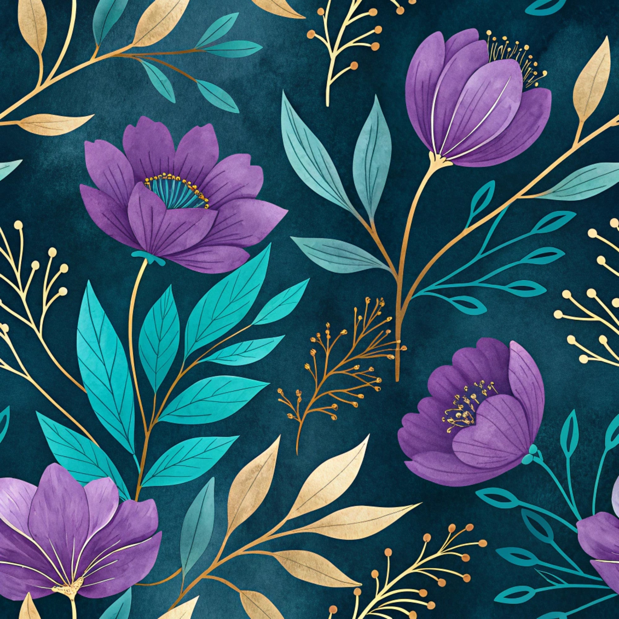 Gilded Fuchsia Garden Pattern 28 Minky Fabric