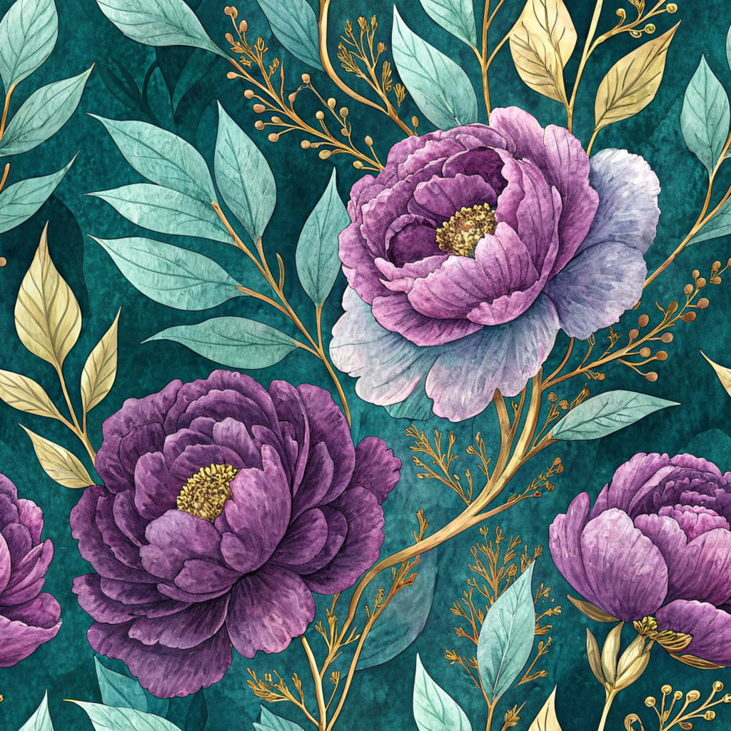 Gilded Fuchsia Garden Pattern 3 Minky Fabric