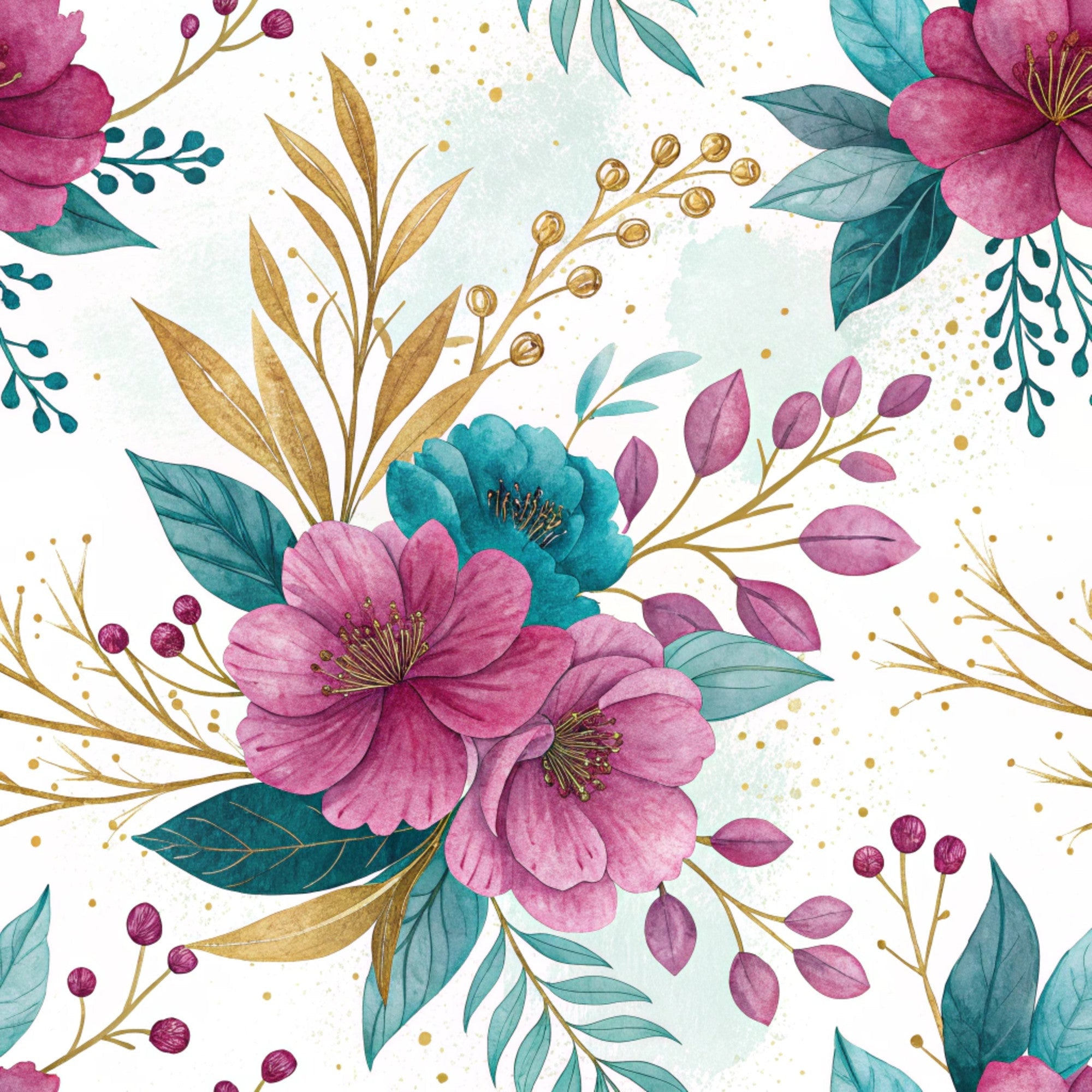 Gilded Fuchsia Garden Pattern 31 Minky Fabric