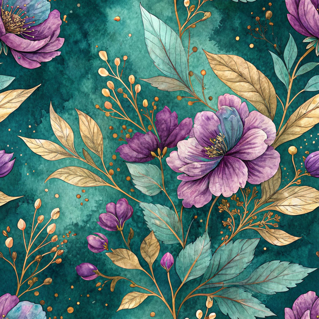 Gilded Fuchsia Garden Pattern 7 Minky Fabric