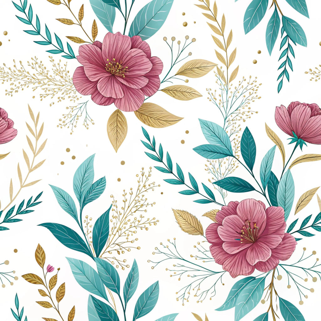 Gilded Fuchsia Garden Pattern 8 Minky Fabric