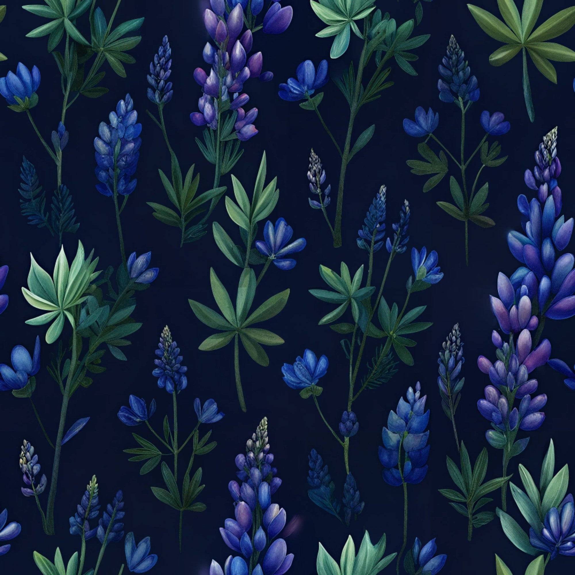 Texas Bluebonnet Flower Pattern 2 Minky Fabric