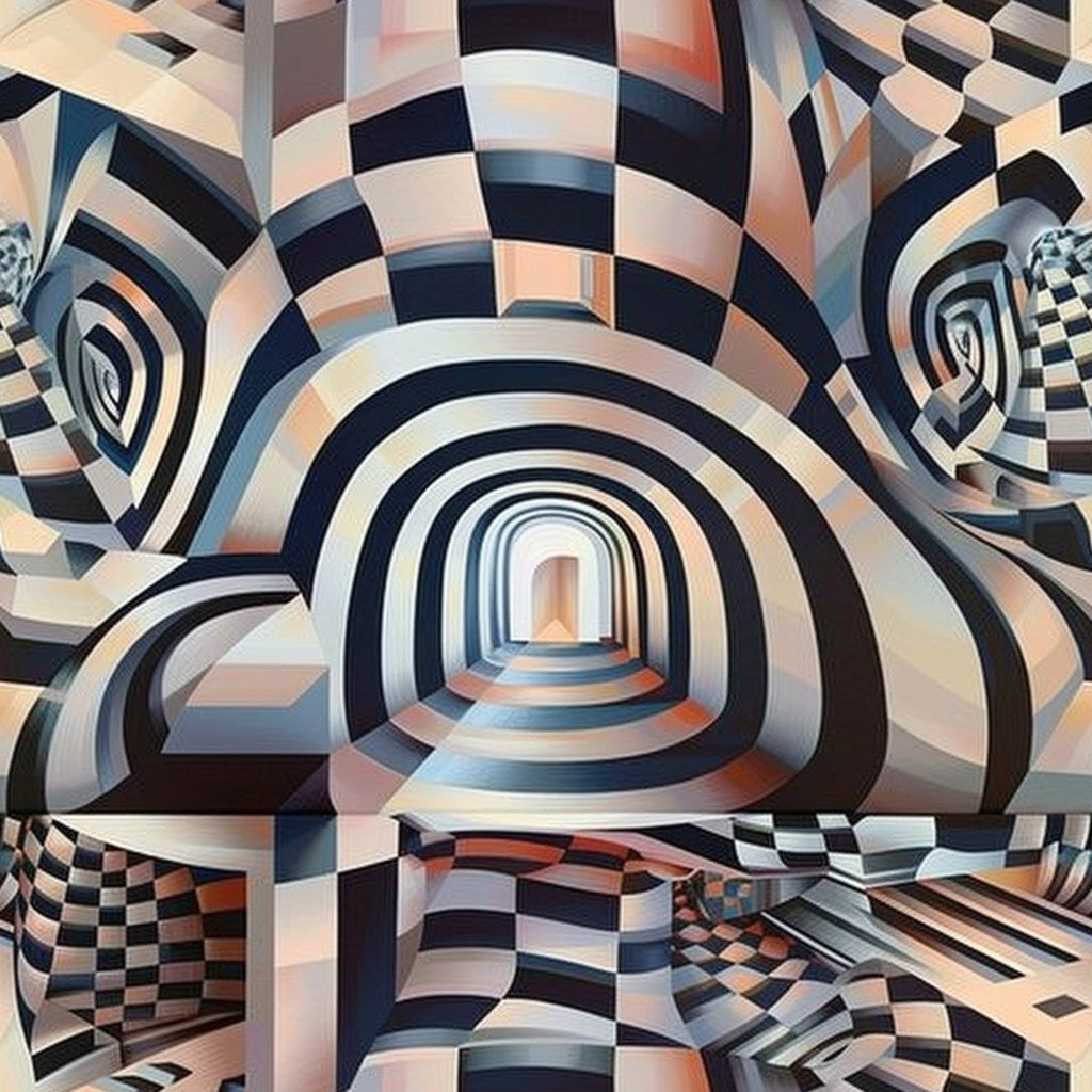 Three Dimensional Optical Illusion Arts Pattern 4 Minky Fabric