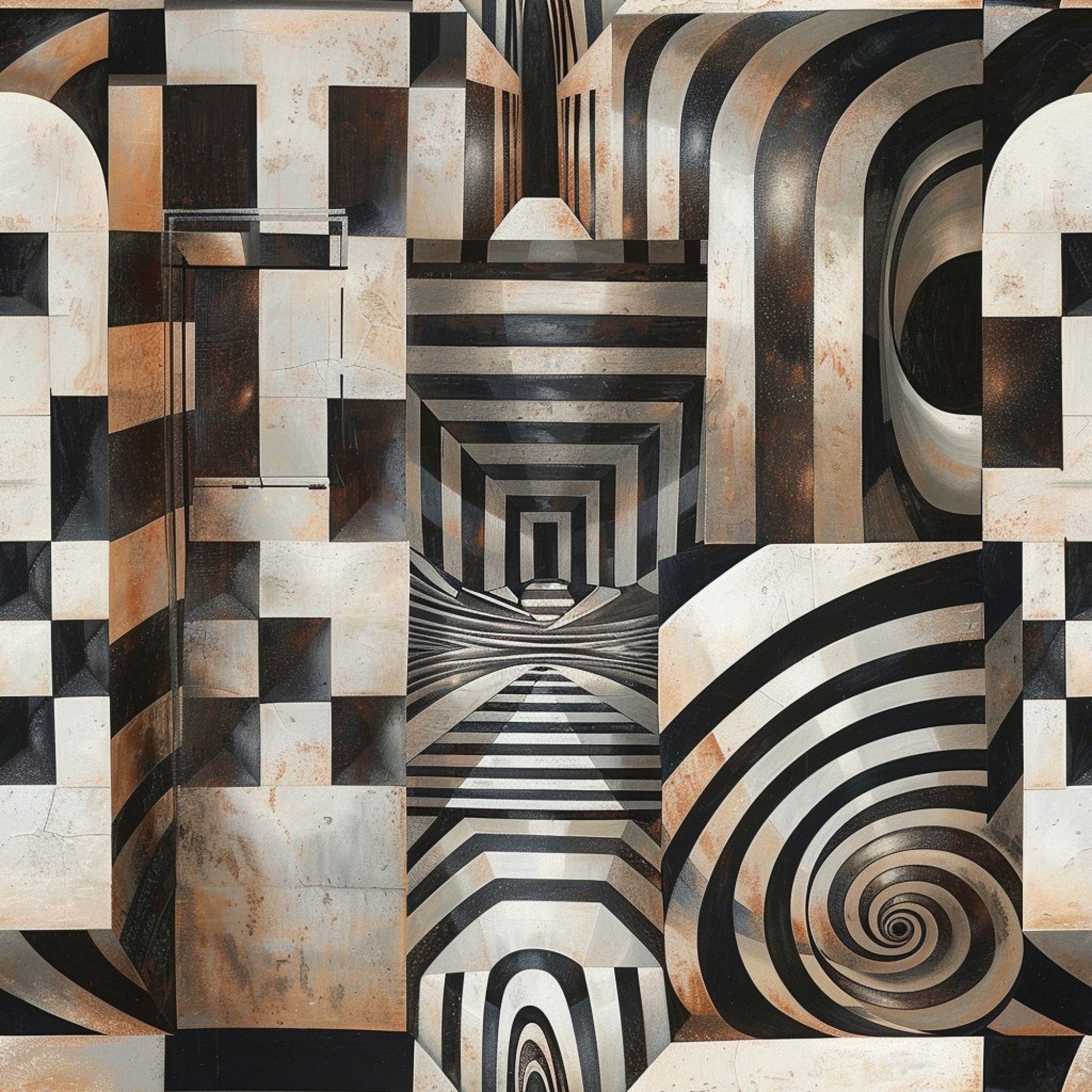 Three Dimensional Optical Illusion Arts Pattern 5 Minky Fabric