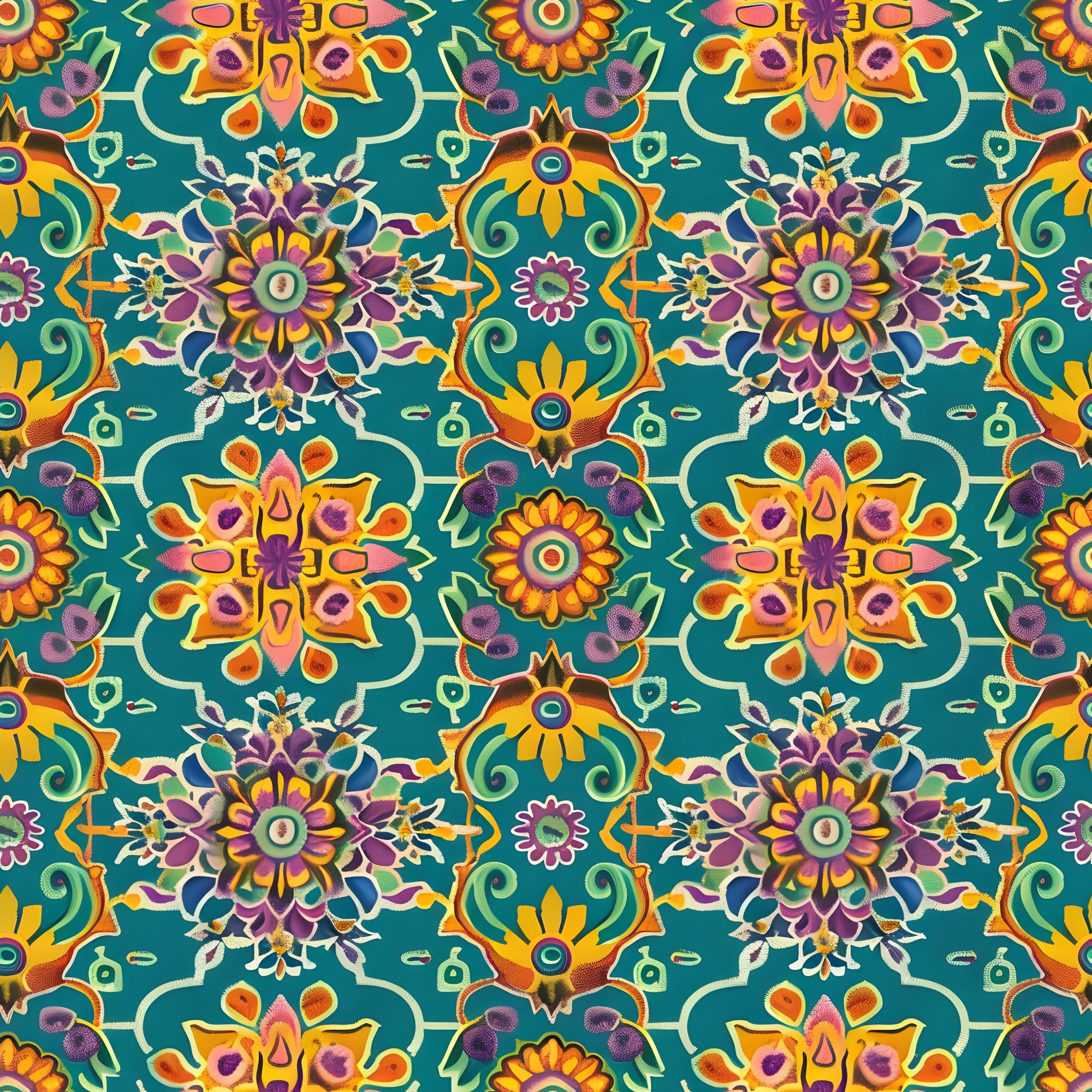 Marigold Mosaic Pattern 7 Minky Fabric