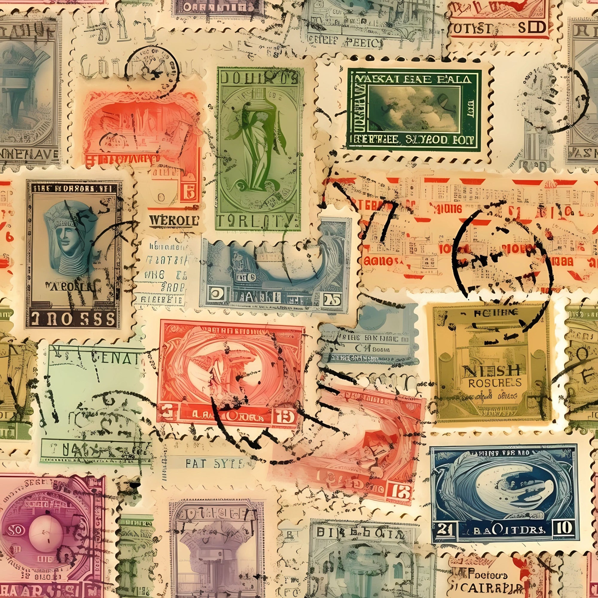 Postmarked Journeys Pattern 2 Minky Fabric