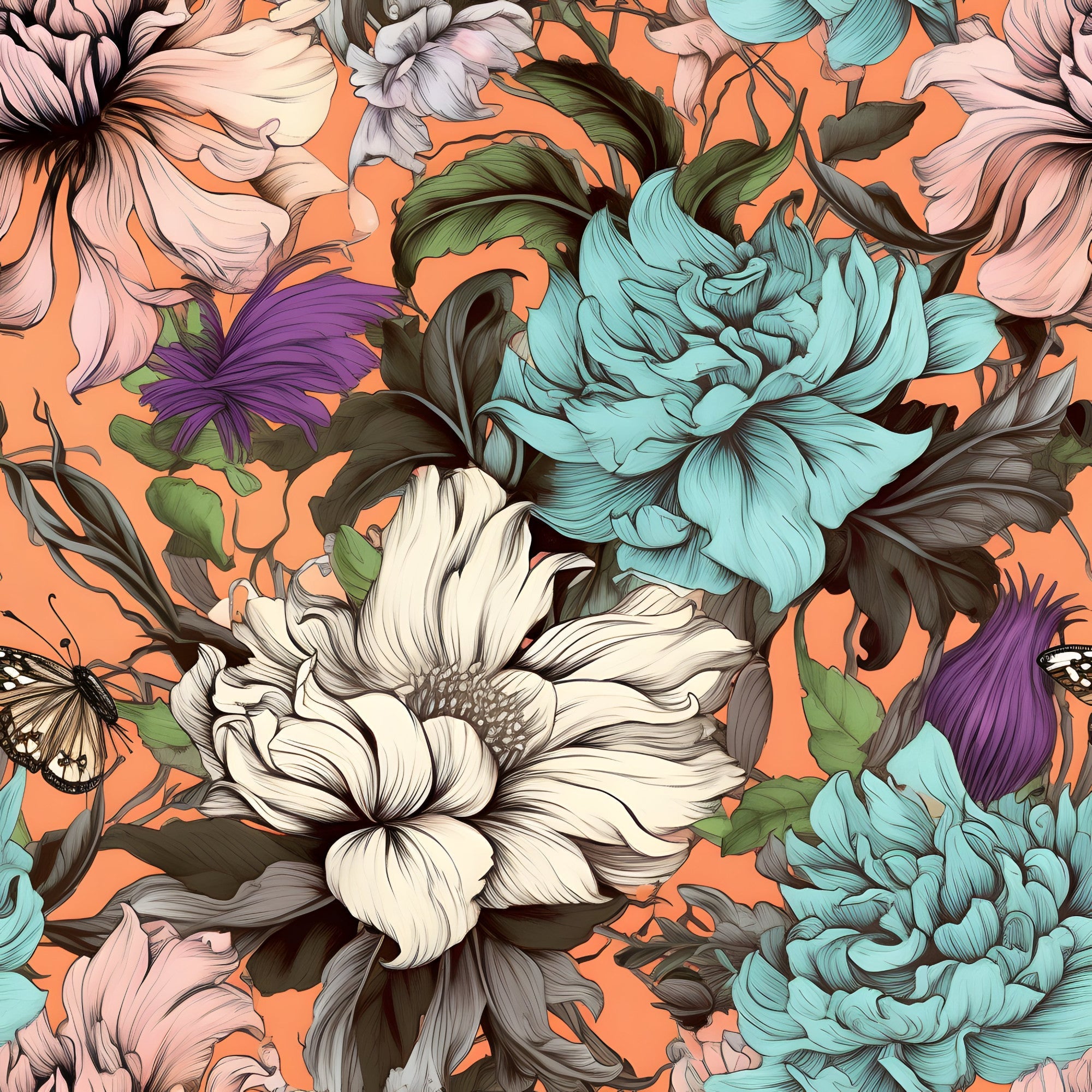 Sketchbook Garden Pattern 5 Minky Fabric