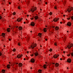 A pattern of red and black watercolor splatters on a textured background.