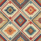 turkish kilim, geometric patterns, diamond motifs, star designs, burgundy red, navy blue, cream beige, orange rust, tribal patterns, southwestern style, ethnic designs,, fabric panel, intricate borders, medallion motifs, earth tones, woven appearance, folk art, ornamental designs, decorative elements