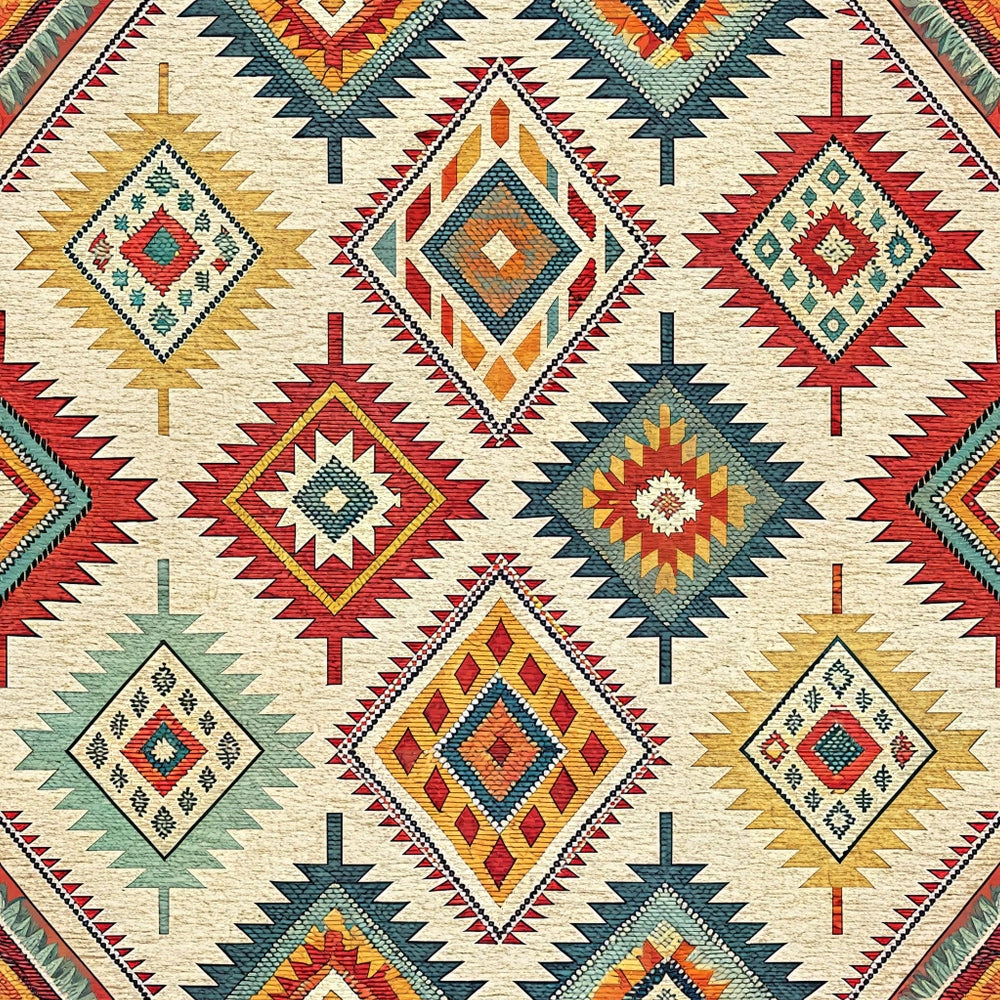 turkish kilim, geometric patterns, diamond motifs, southwestern style, native american inspired, tribal designs, red, orange, teal, cream, beige, gold, burgundy, sage green, zigzag borders, star patterns,, fabric panel, bohemian, ethnic textiles, woven appearance, desert colors, rustic style, folk art, medallion designs