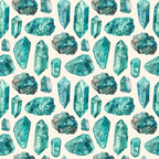 Pattern of various turquoise crystals on a light background.