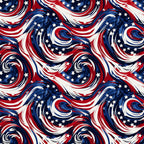red, white, blue, navy blue, swirls, spirals, stars, patriotic, american flag colors, flowing curves, dynamic movement,, fabric panel, repeating pattern, fourth of july, independence day, wavy lines, abstract design, festive, geometric swirls