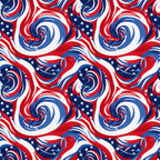 red, white, blue, patriotic, swirls, spirals, stars, flag colors, abstract pattern, flowing design,, fabric panel, american theme, dynamic movement, curved lines, repeating pattern, textile design, crafting material, seamless design