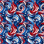 red, white, blue, navy blue, swirls, spirals, stars, patriotic, american flag colors, abstract pattern, flowing design,, fabric panel, seamless repeat, dynamic movement, circular motifs, usa theme, independence day, fourth of july, geometric swirls