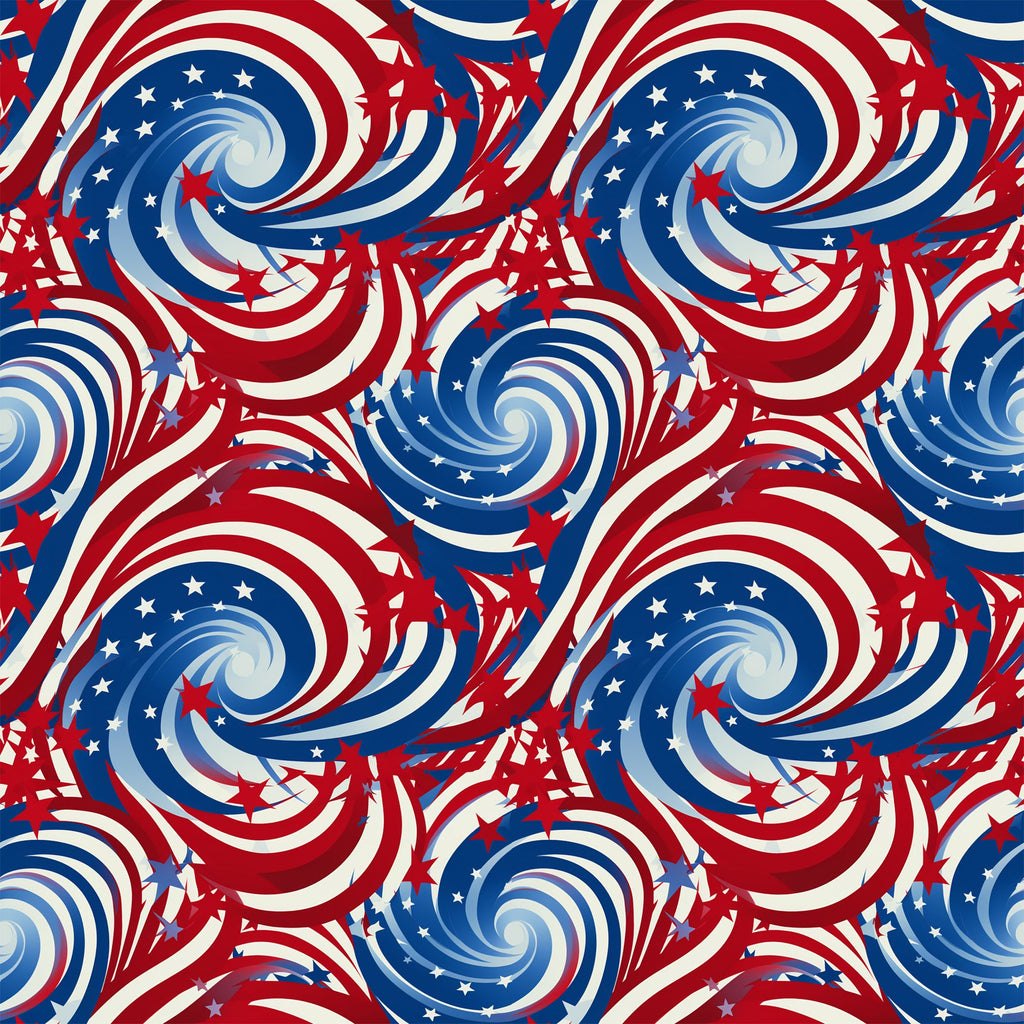red, white, blue, patriotic swirls, spiral pattern, stars, american flag colors, dynamic swirls, whirlwind design,, fabric panel, fourth of july, memorial day, patriotic theme, repeating pattern, flowing spirals, star spangled, red white blue swirls, cotton fabric, geometric swirls