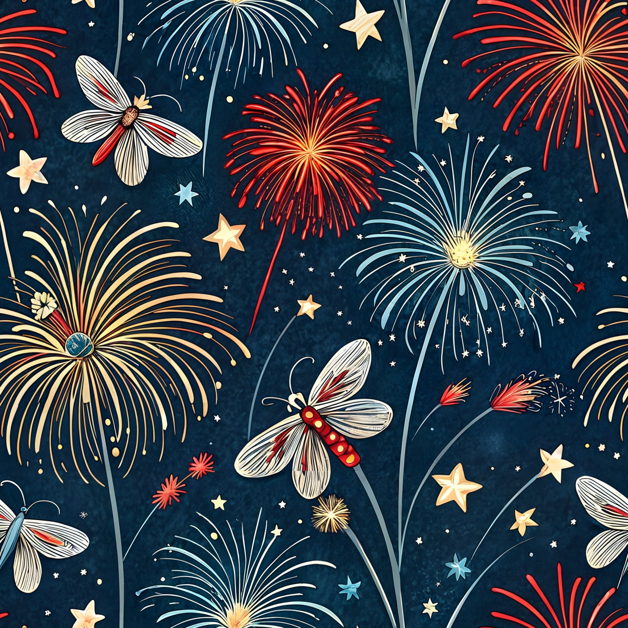 USA Patriotic Wildlife Pattern 2 Minky Fabric