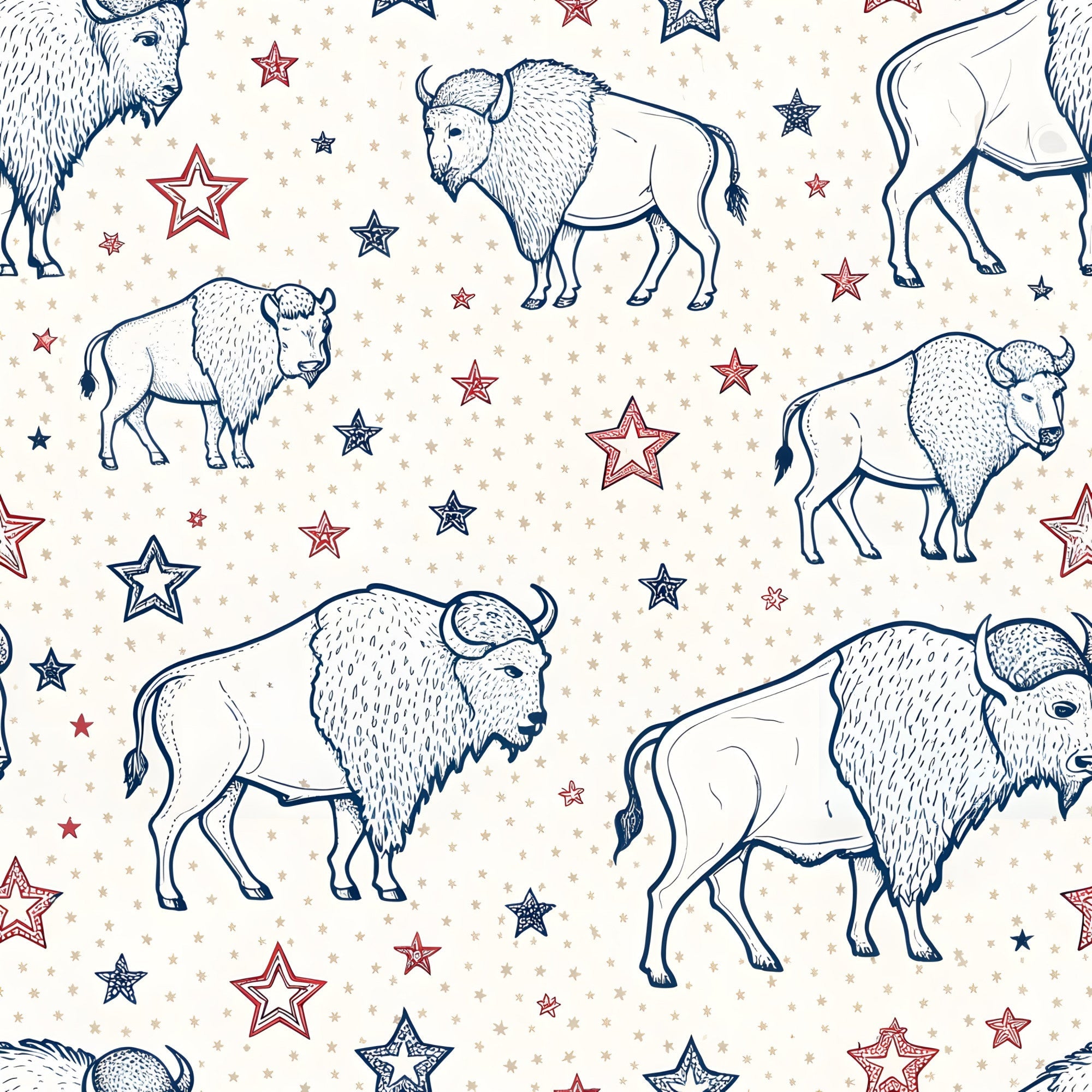 USA Patriotic Wildlife Pattern 4 Minky Fabric