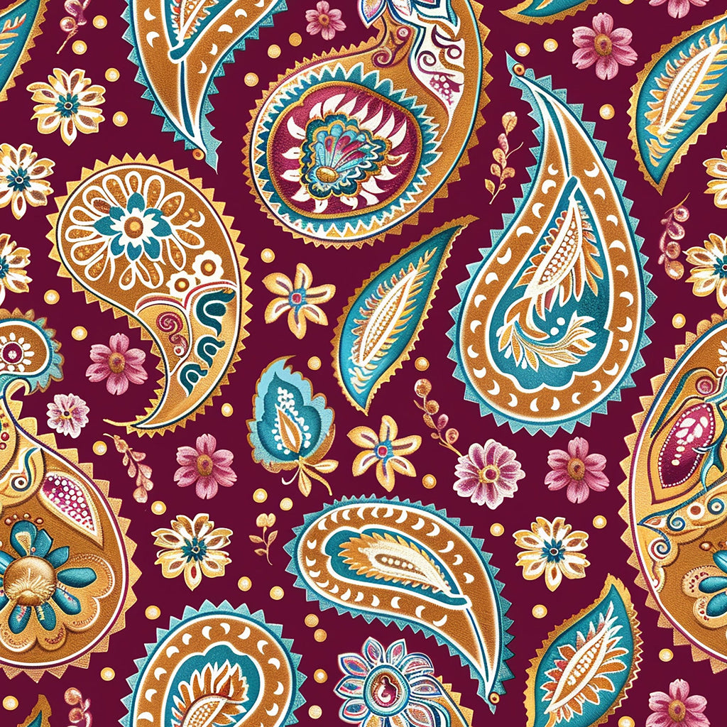 Gilded Boteh Blooms Pattern 1 Minky Fabric