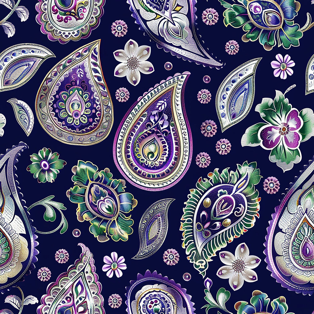 Gilded Boteh Blooms Pattern 3 Minky Fabric