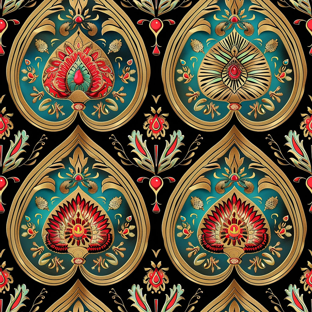 Gilded Boteh Blooms Pattern 7 Minky Fabric