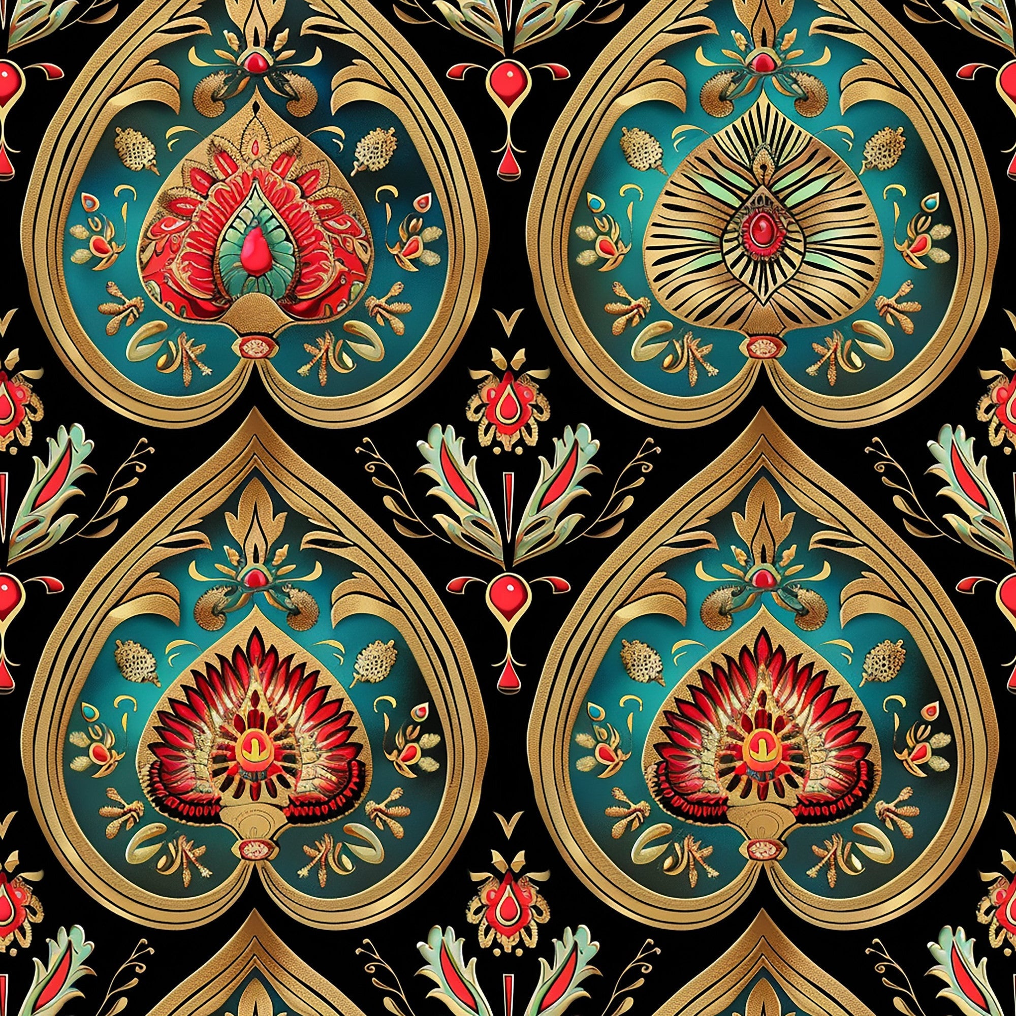 Gilded Boteh Blooms Pattern 7 Minky Fabric