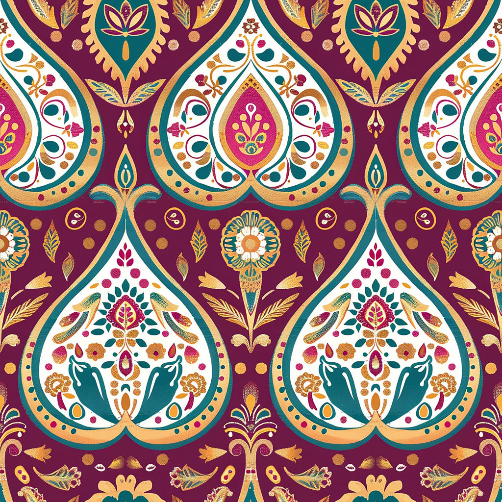 Gilded Boteh Blooms Pattern 9 Minky Fabric