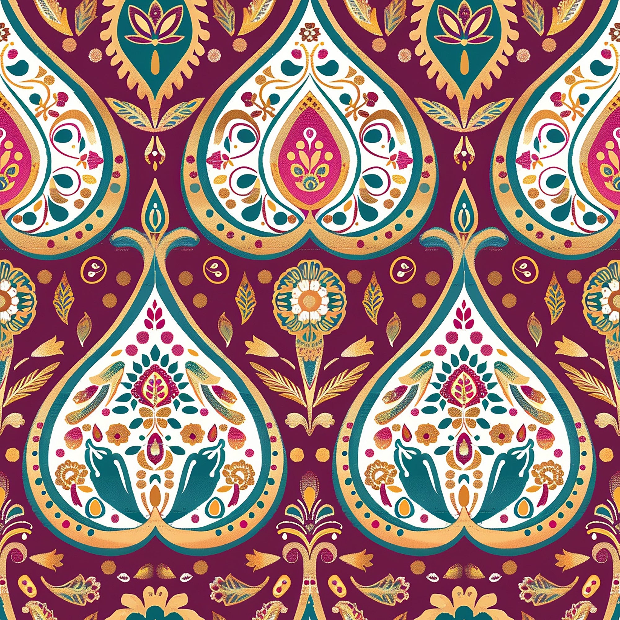 Gilded Boteh Blooms Pattern 9 Minky Fabric