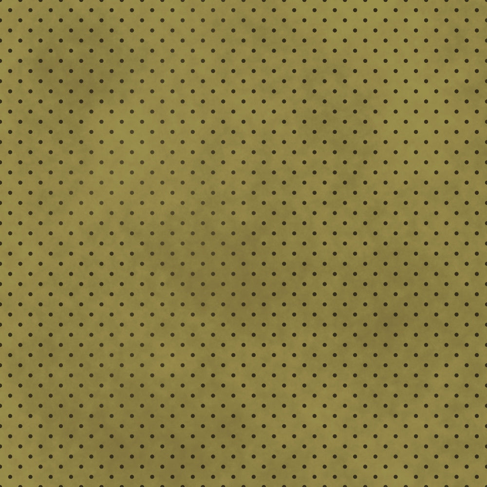 Olive green patterned background with small black polka dots evenly spread across the surface.