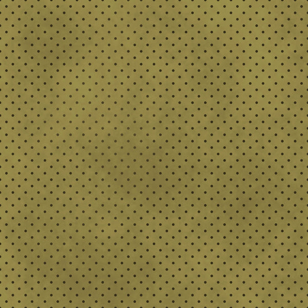 Olive green patterned background with small black polka dots evenly spread across the surface.